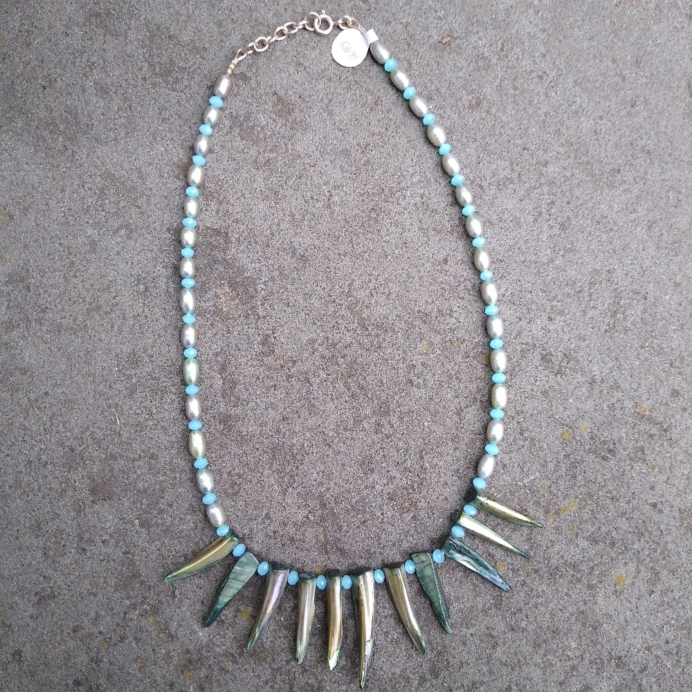 Handmade fresh water pearl tiki pinup necklace